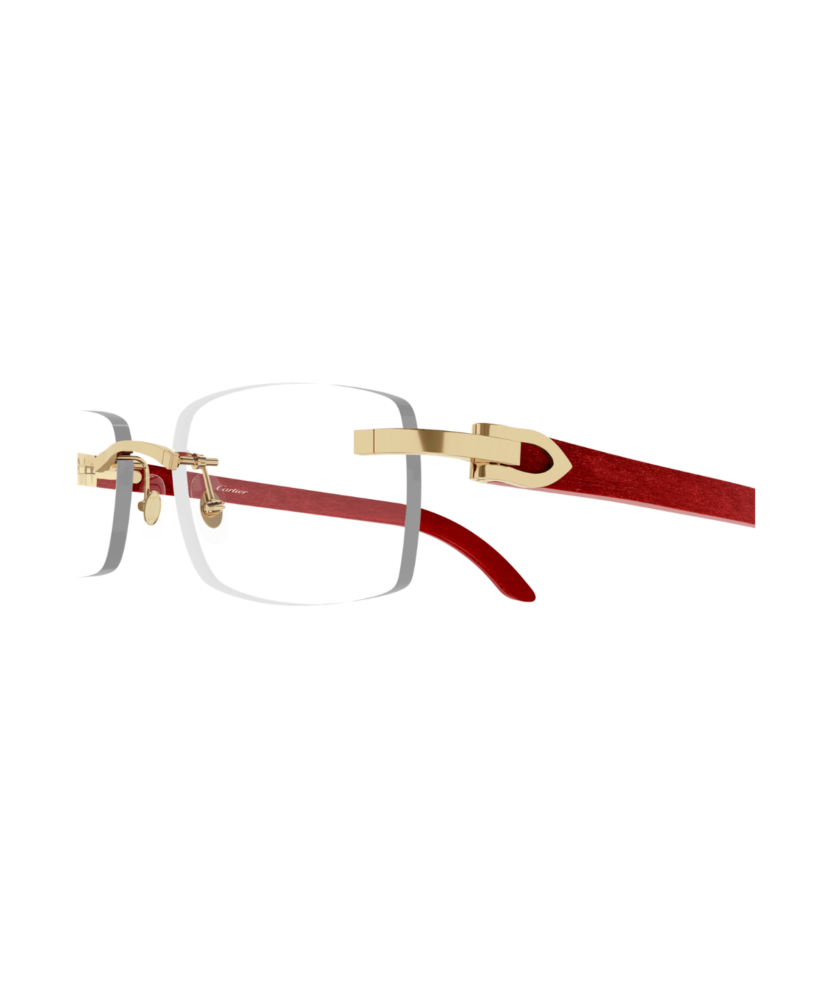 Cartier Décor C CT0052O rimless rectangle eyeglasses in Gold Red, side view