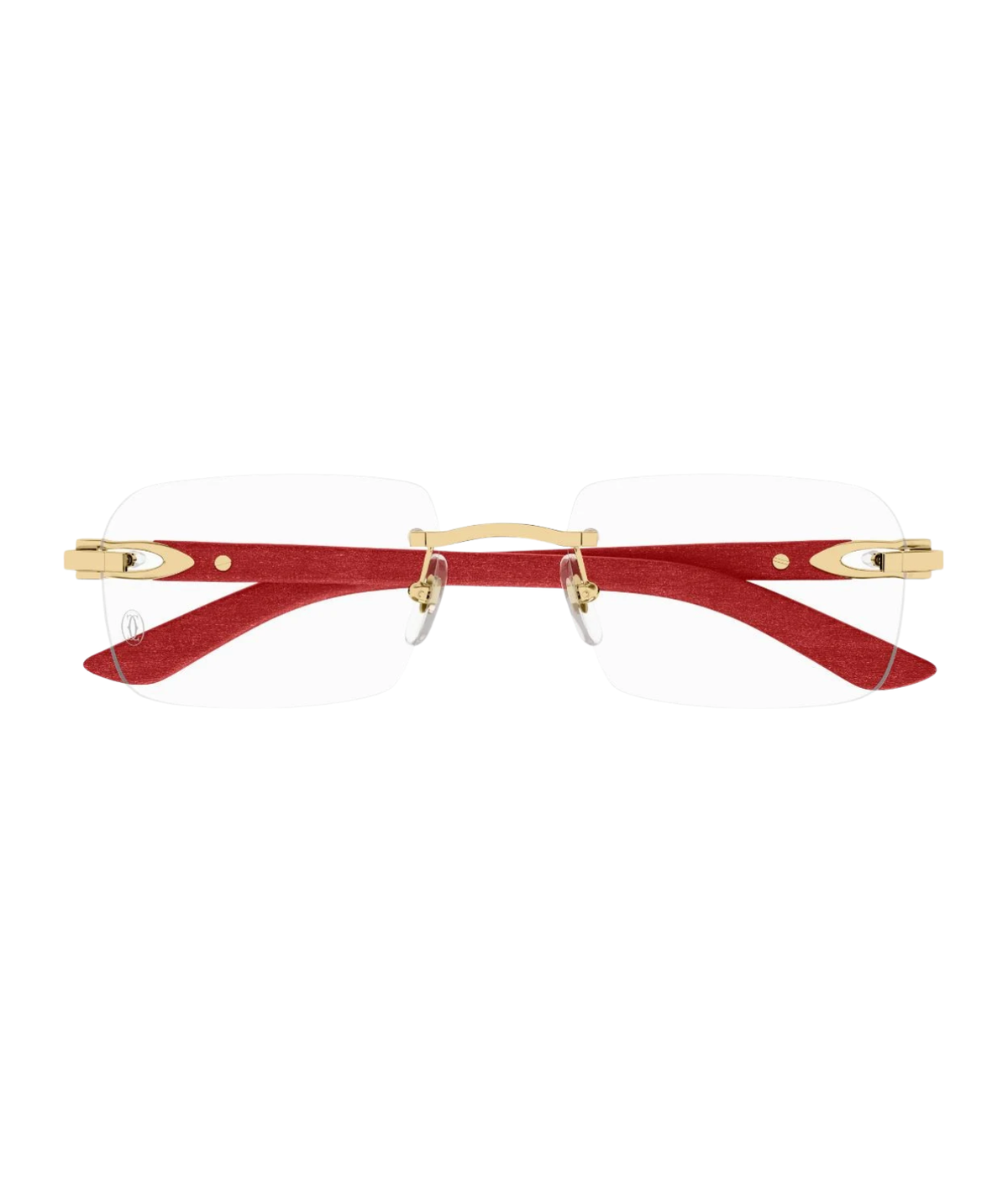Cartier Décor C CT0453O rimless rectangle eyeglasses in Gold-Red, front view