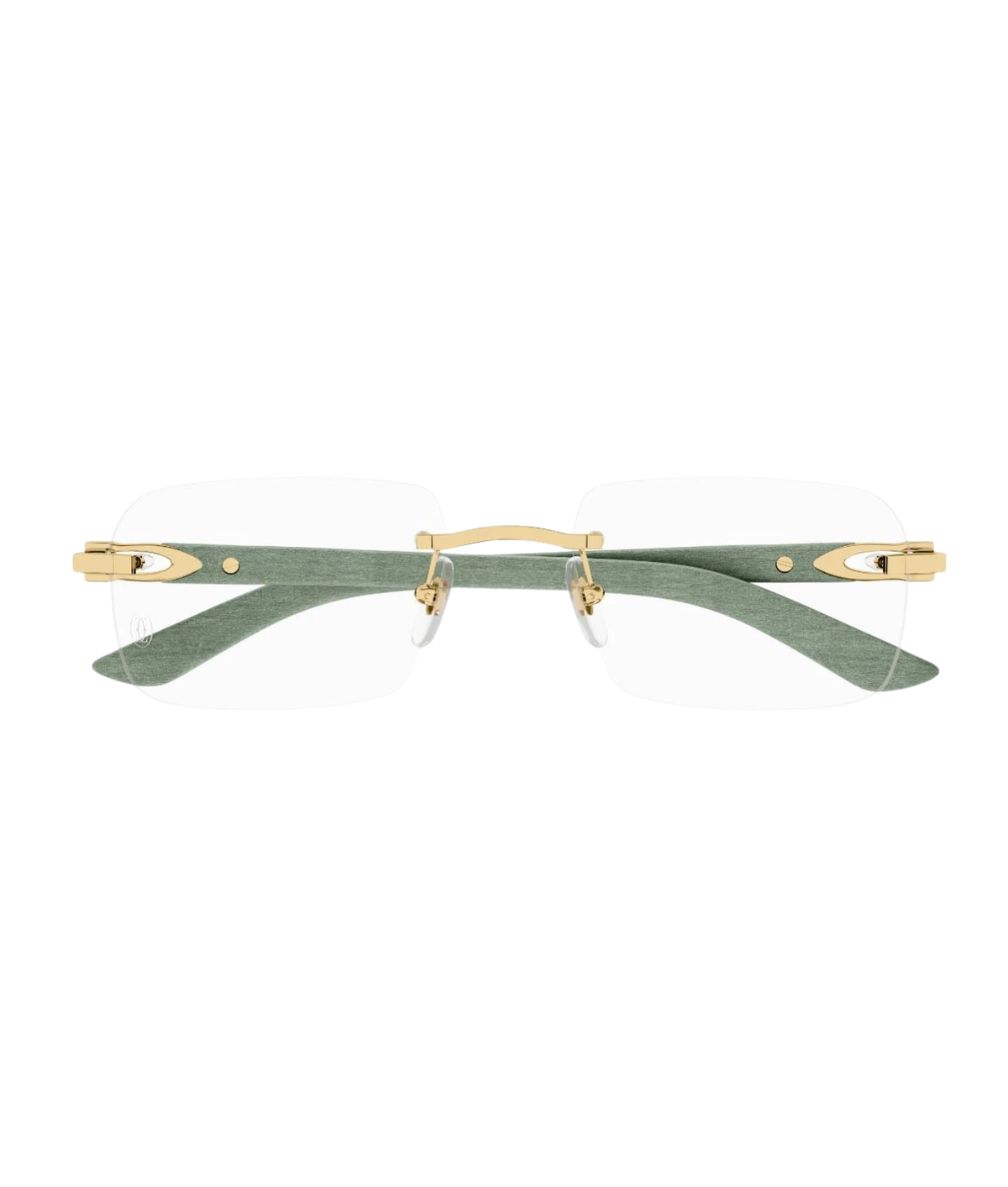 Cartier Décor C CT0453O rimless rectangle eyeglasses in Gold-Green, front view