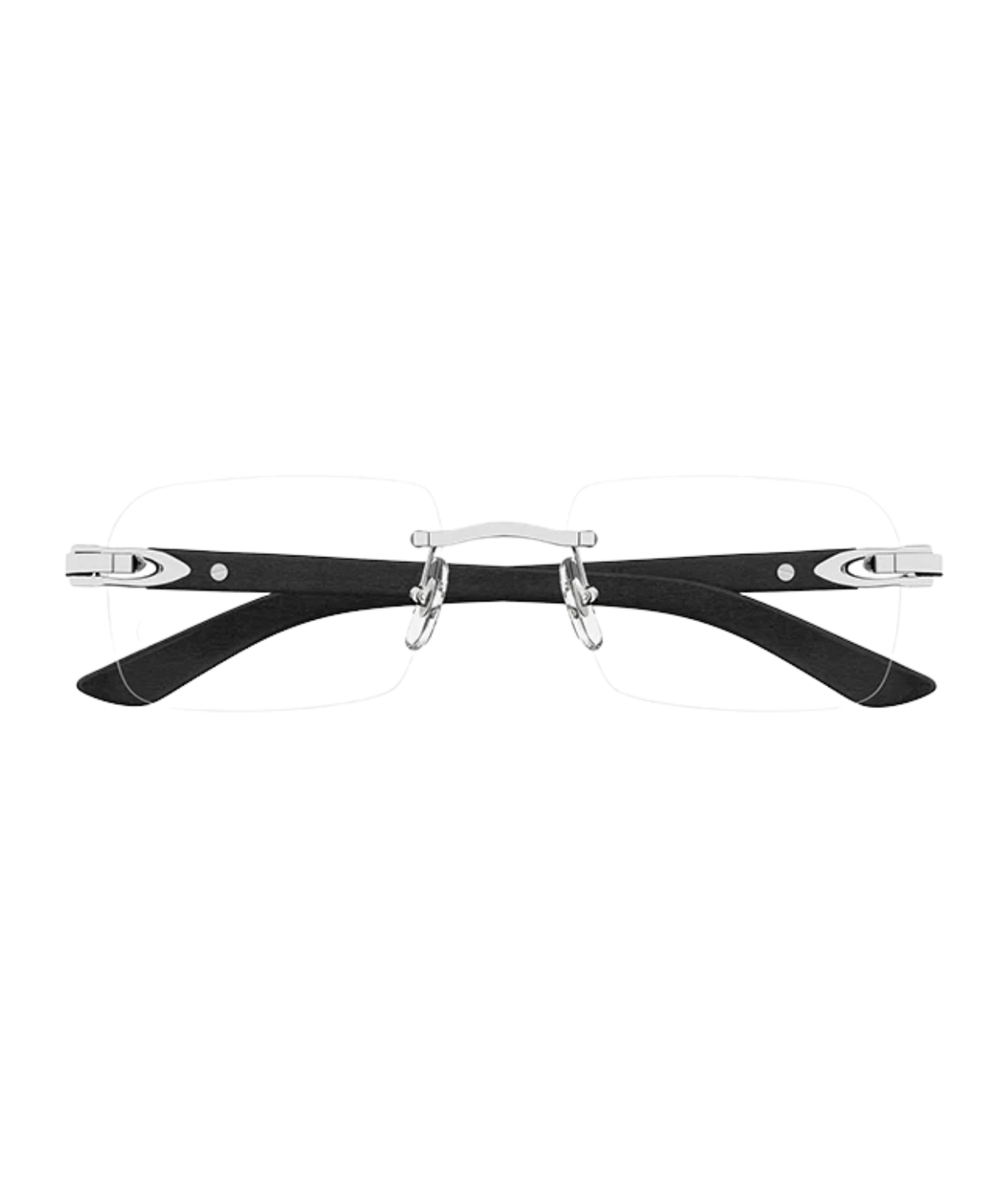 Cartier Décor C CT0453O rimless rectangle eyeglasses in Silver-Black, front view