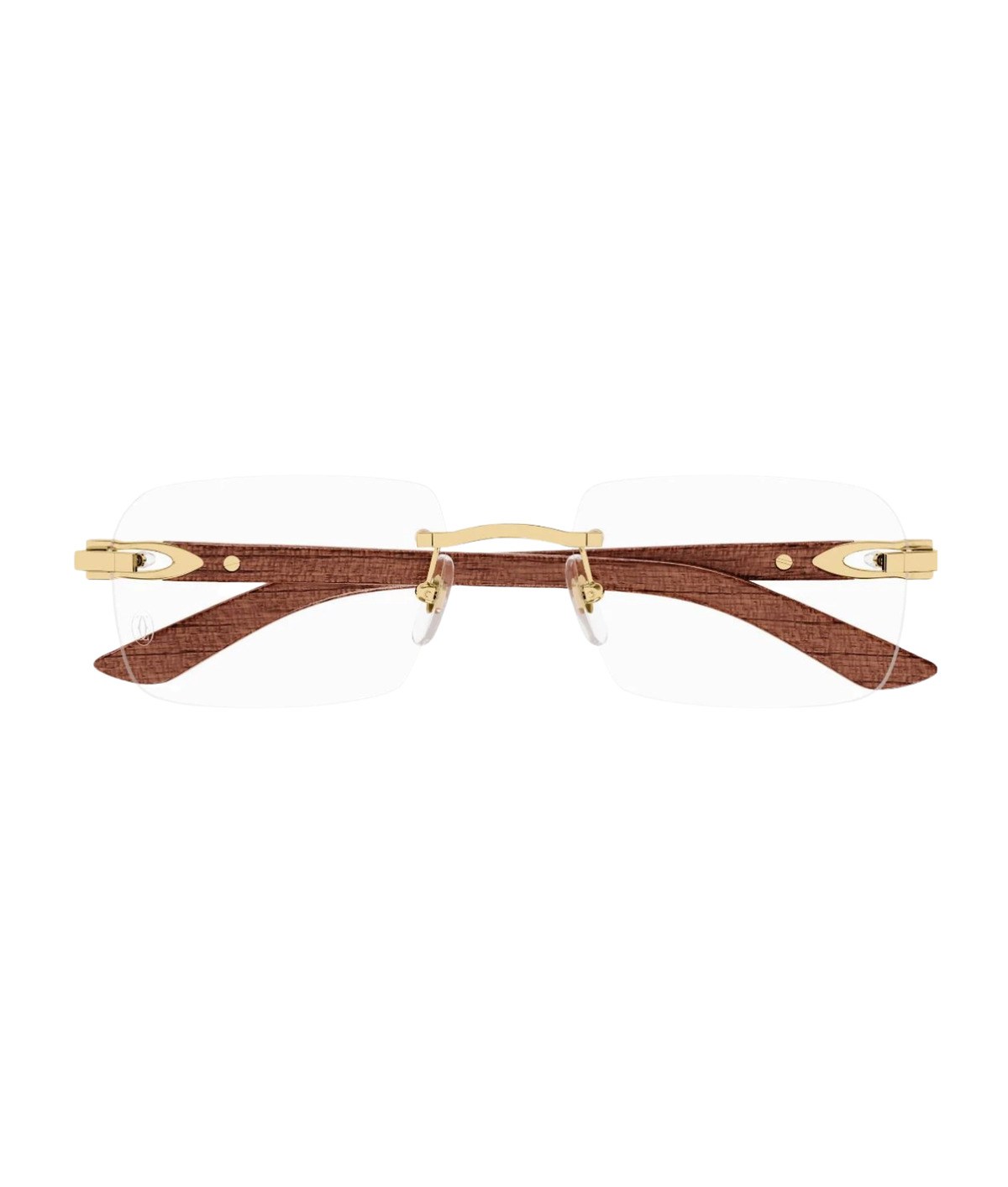 Cartier Décor C CT0453O rimless rectangle eyeglasses in Gold Brown, front view