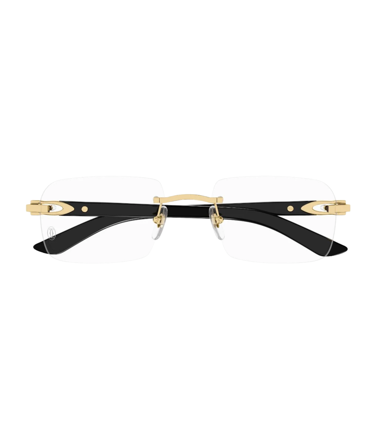Cartier Décor C CT0453O rimless rectangle eyeglasses in Gold White, front view