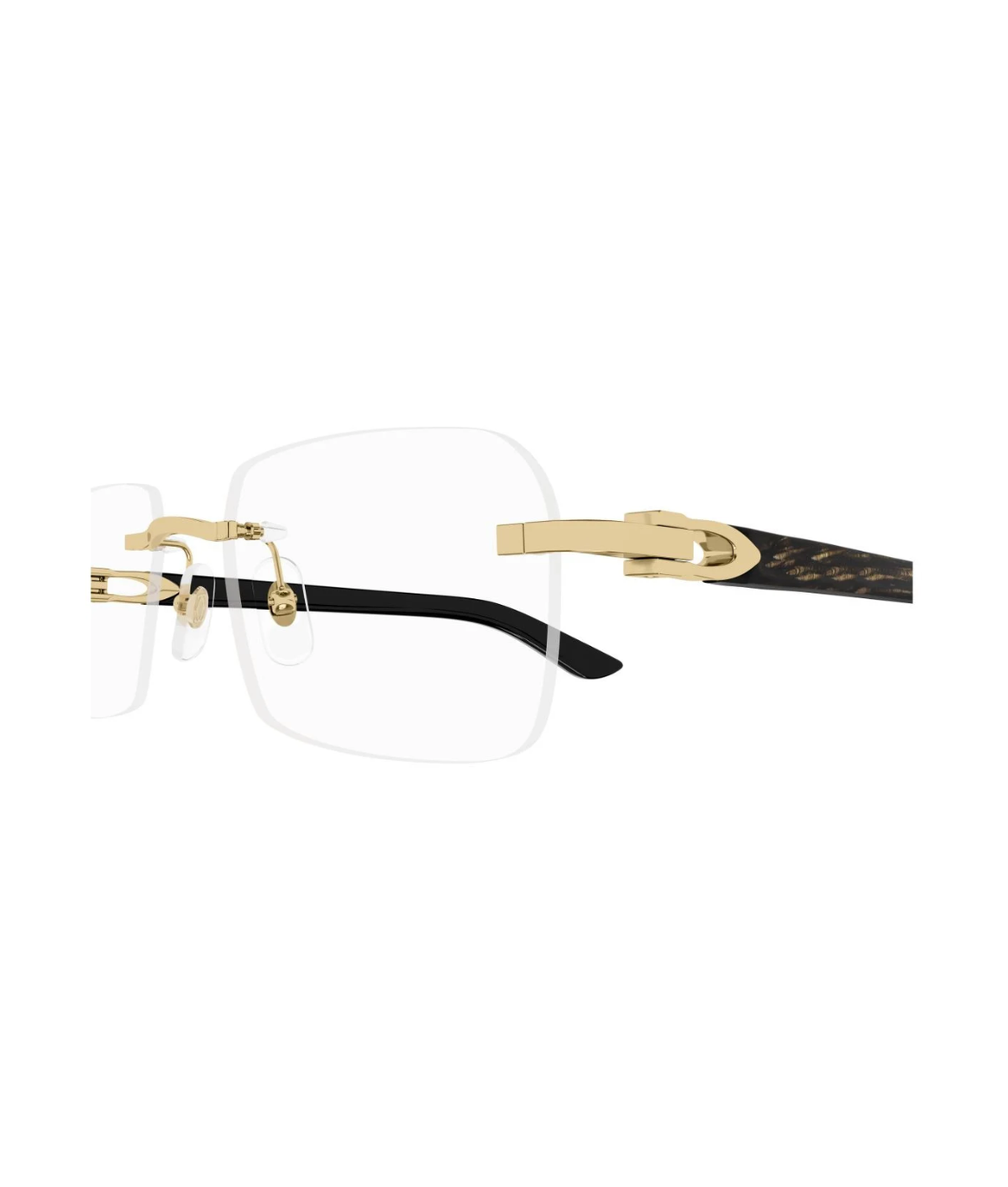 Cartier Décor C CT0453O rimless rectangle eyeglasses in Gold-Black, side view