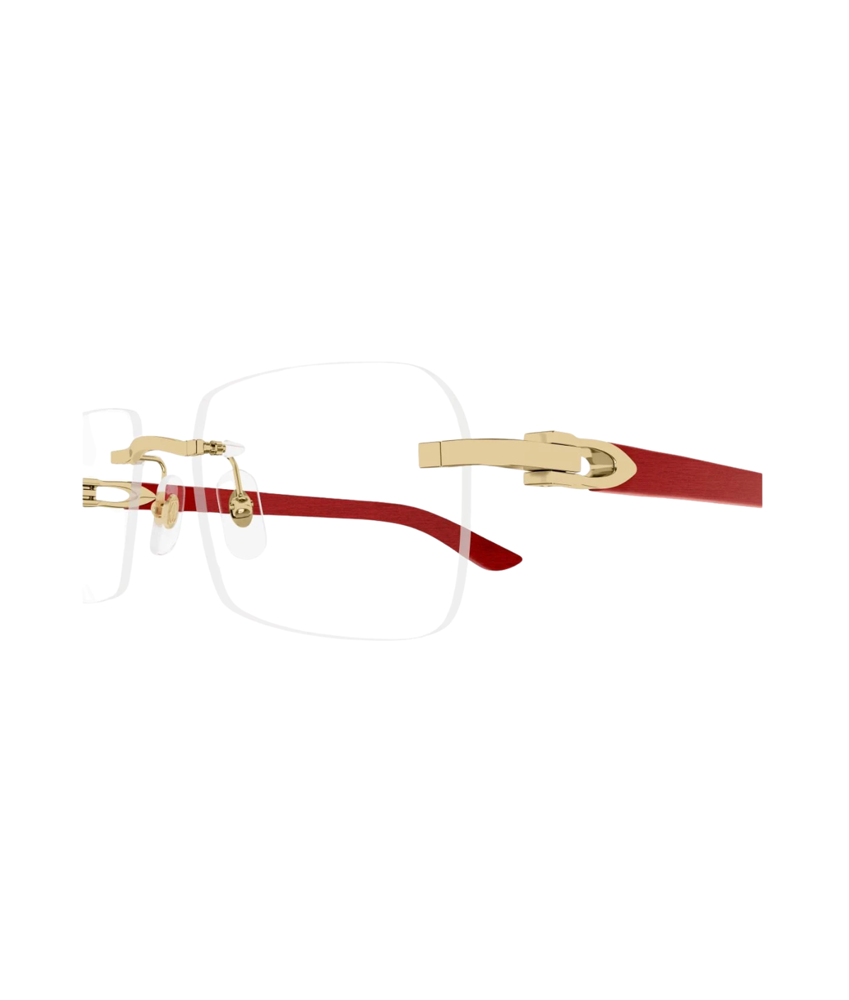 Cartier Décor C CT0453O rimless rectangle eyeglasses in Gold-Red, side view