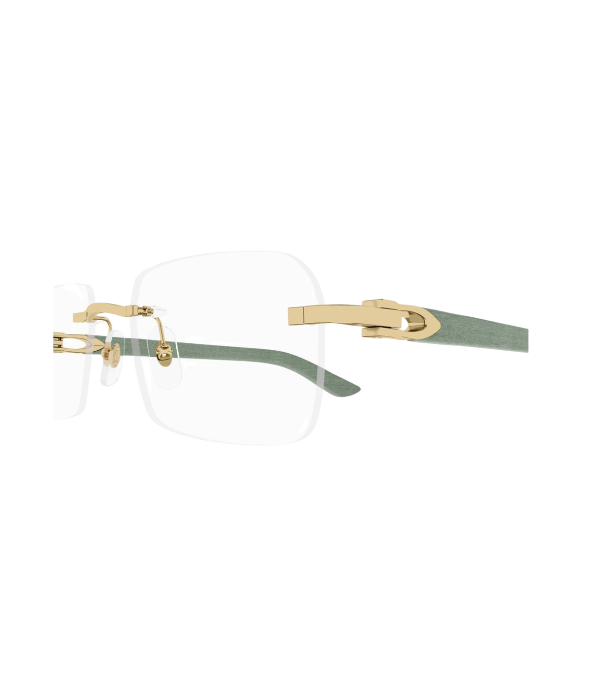Cartier Décor C CT0453O rimless rectangle eyeglasses in Gold-Green, side view