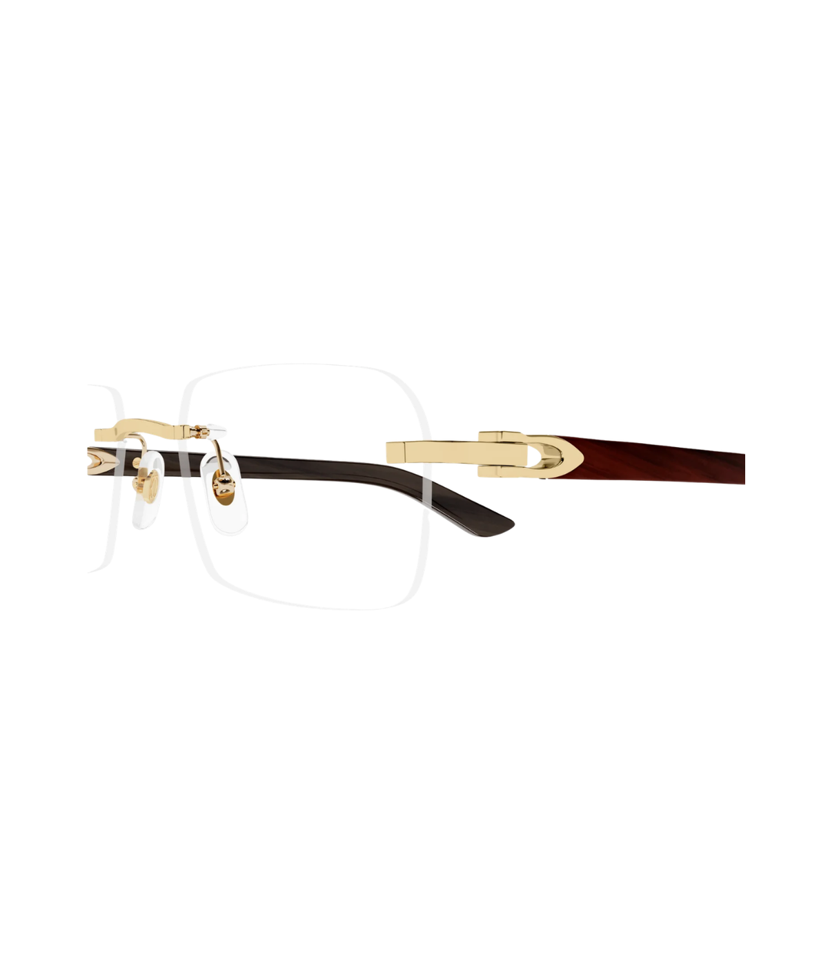 Cartier Décor C CT0453O rimless rectangle eyeglasses in Gold-Brown, side view