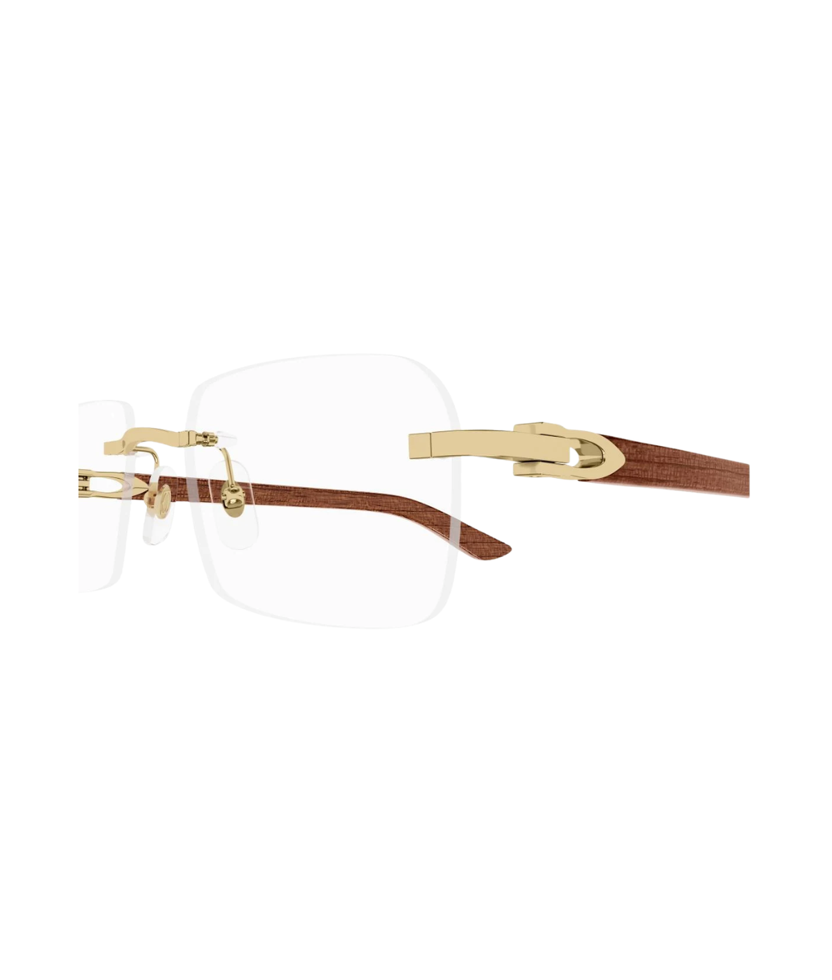 Cartier Décor C CT0453O rimless rectangle eyeglasses in Gold Brown, side view