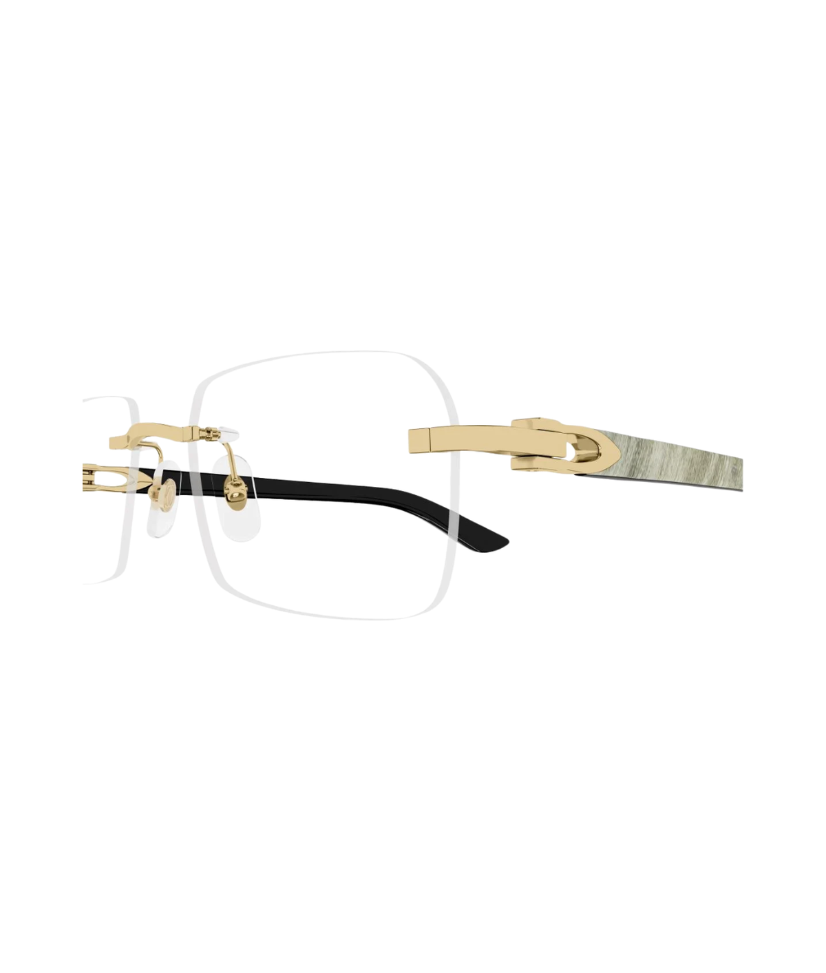 Cartier Décor C CT0453O rimless rectangle eyeglasses in Gold White, side view