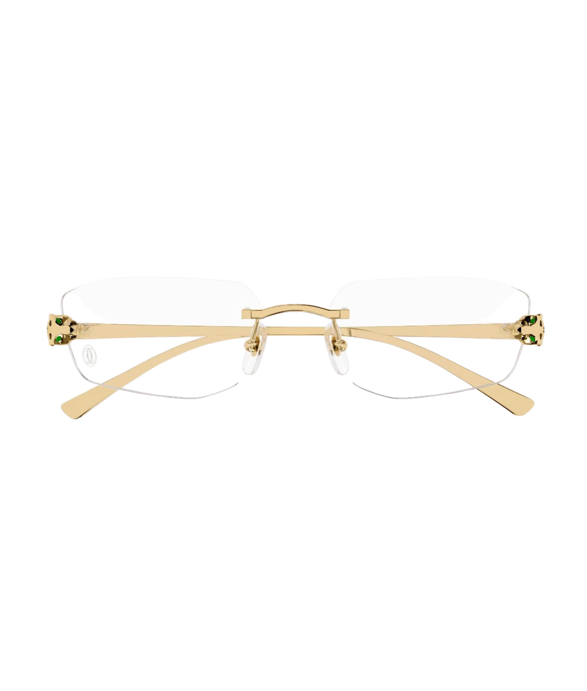 Cartier Panthère CT0494O rimless rectangle eyeglasses in Gold-Transparent, front view