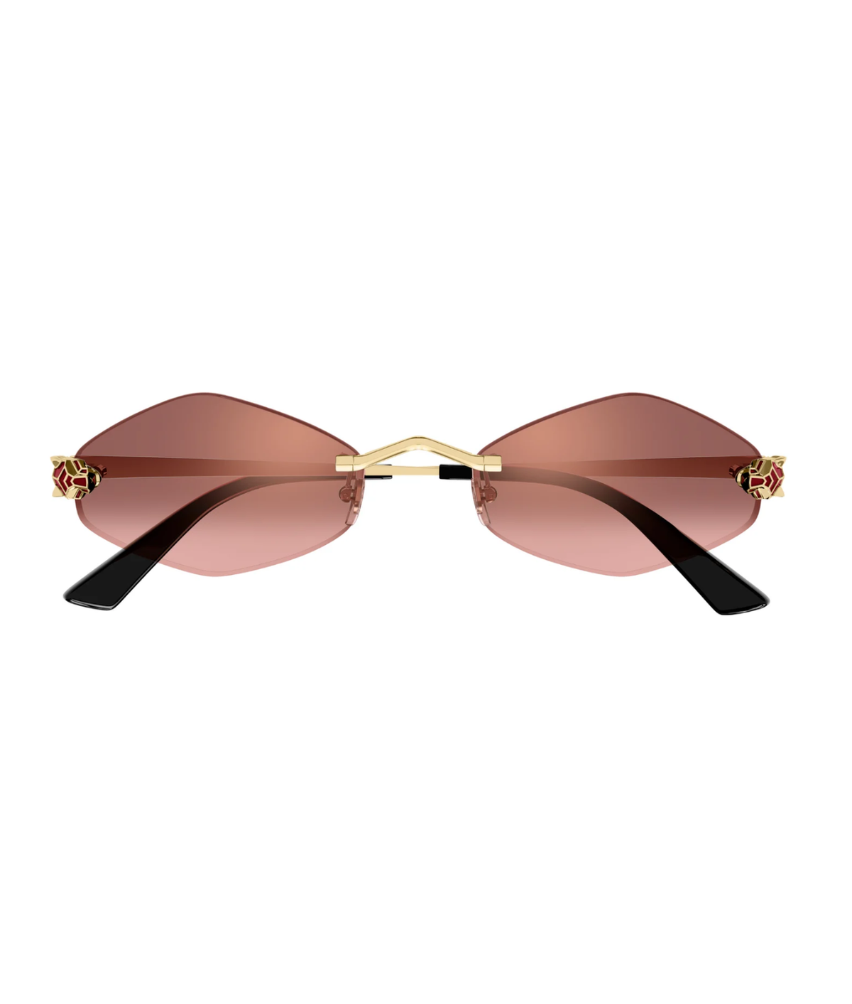 Cartier Panthère CT0433S rimless geometric sunglasses in Gold-Red, front view