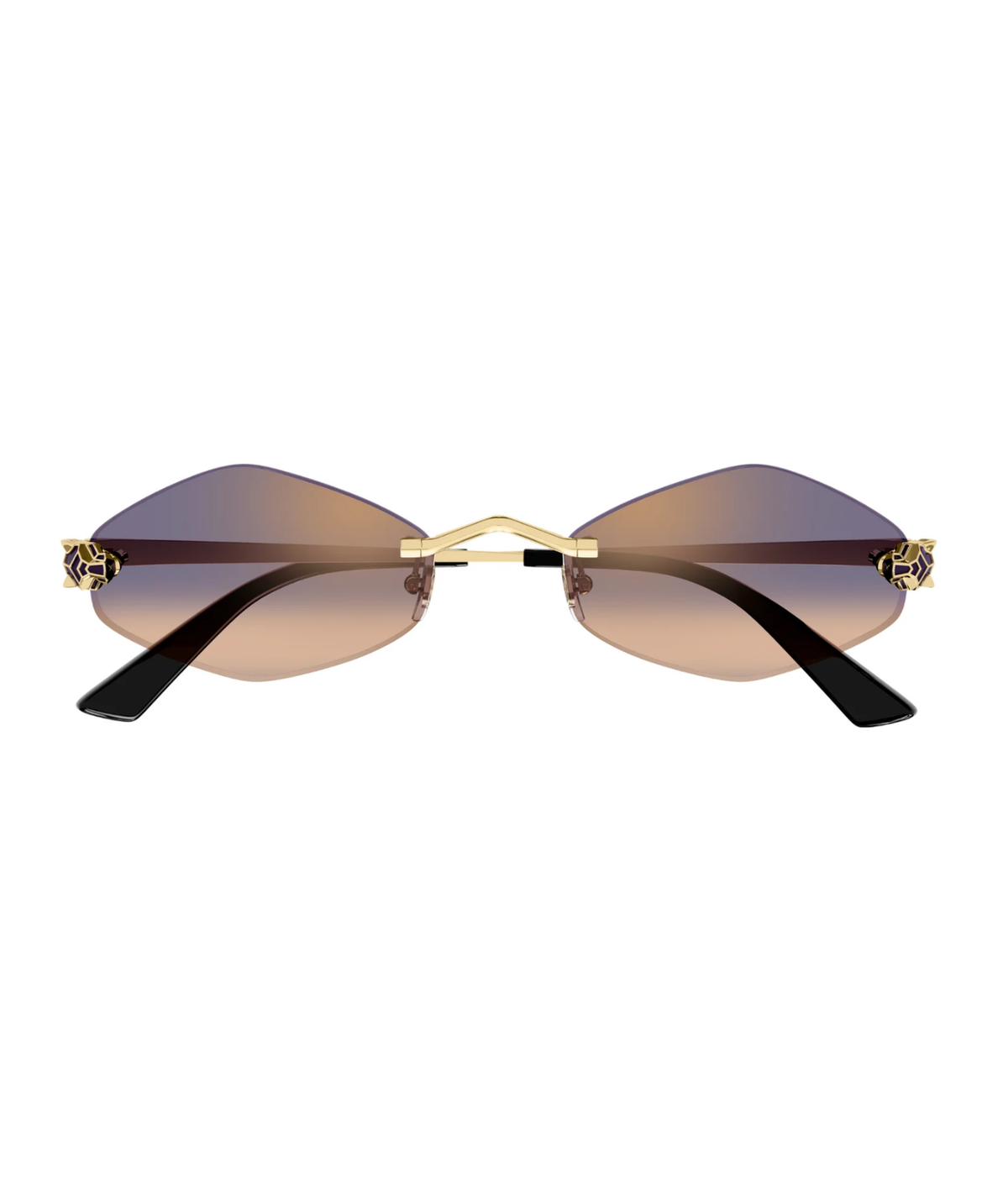 Cartier Panthère CT0433S rimless geometric sunglasses in Gold-Violet, front view