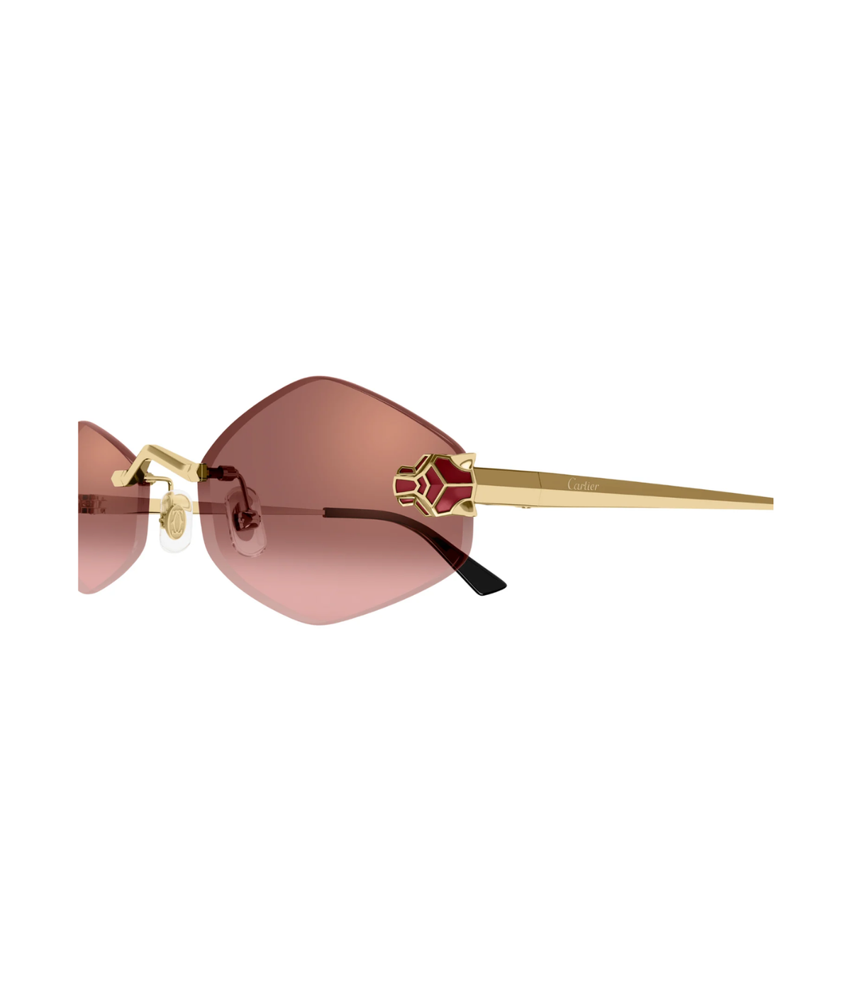 Cartier Panthère CT0433S rimless geometric sunglasses in Gold-Red, side view