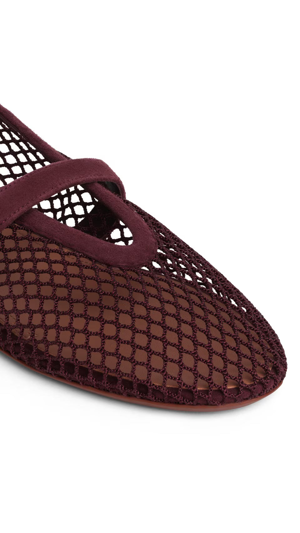 Ballet Flats In Fishnet And Suede