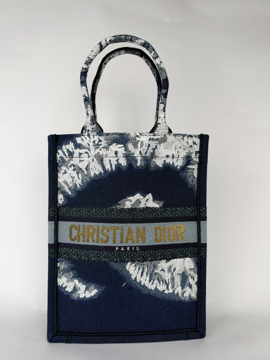 Christian Dior Vertical Book Tote Blue Tie Dye