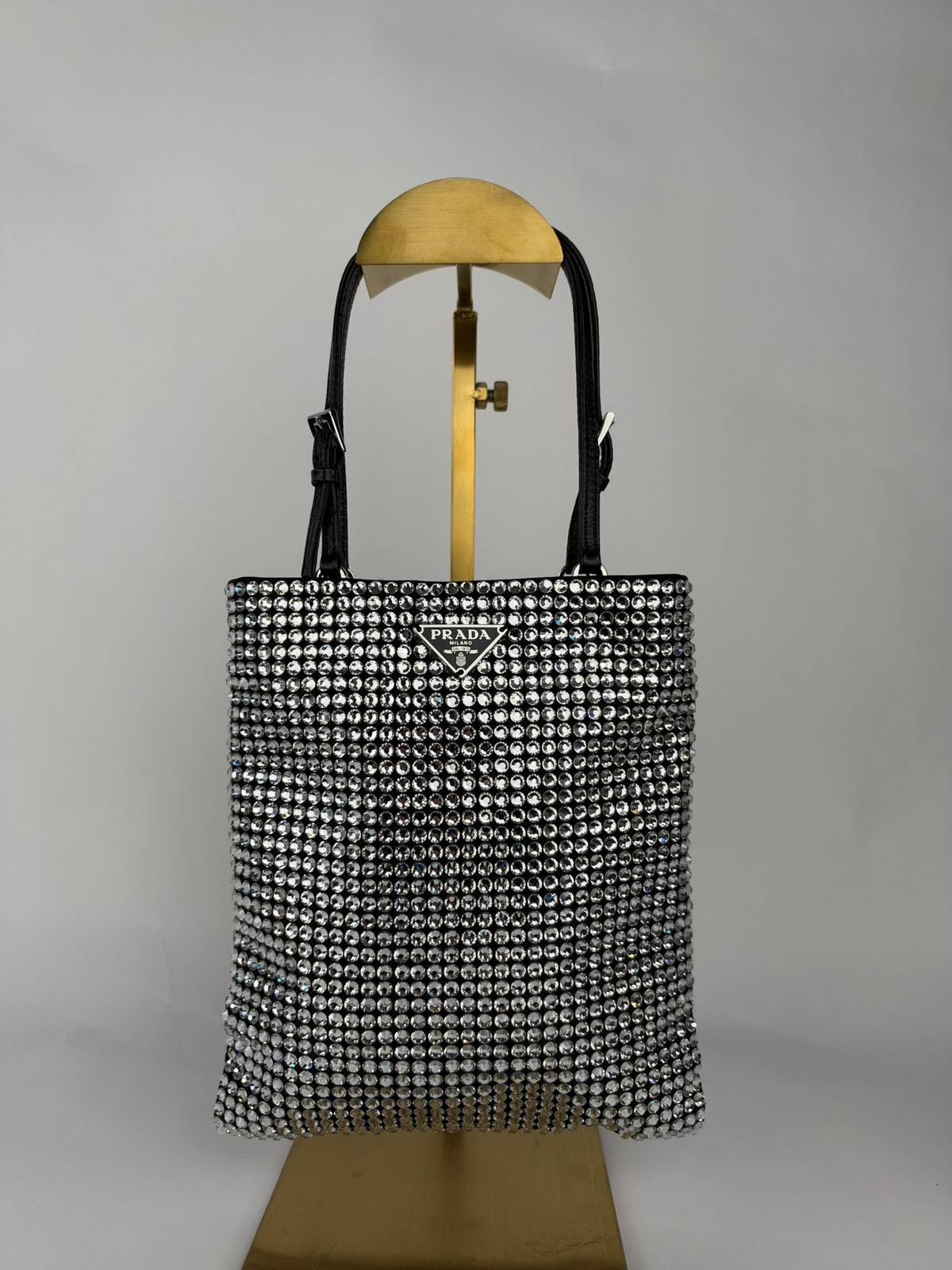 Prada Tote Bag Crystal Embellished Black Mini