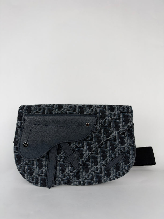 Christian Dior Oblique Saddle Messenger Pouch  Blue/Black