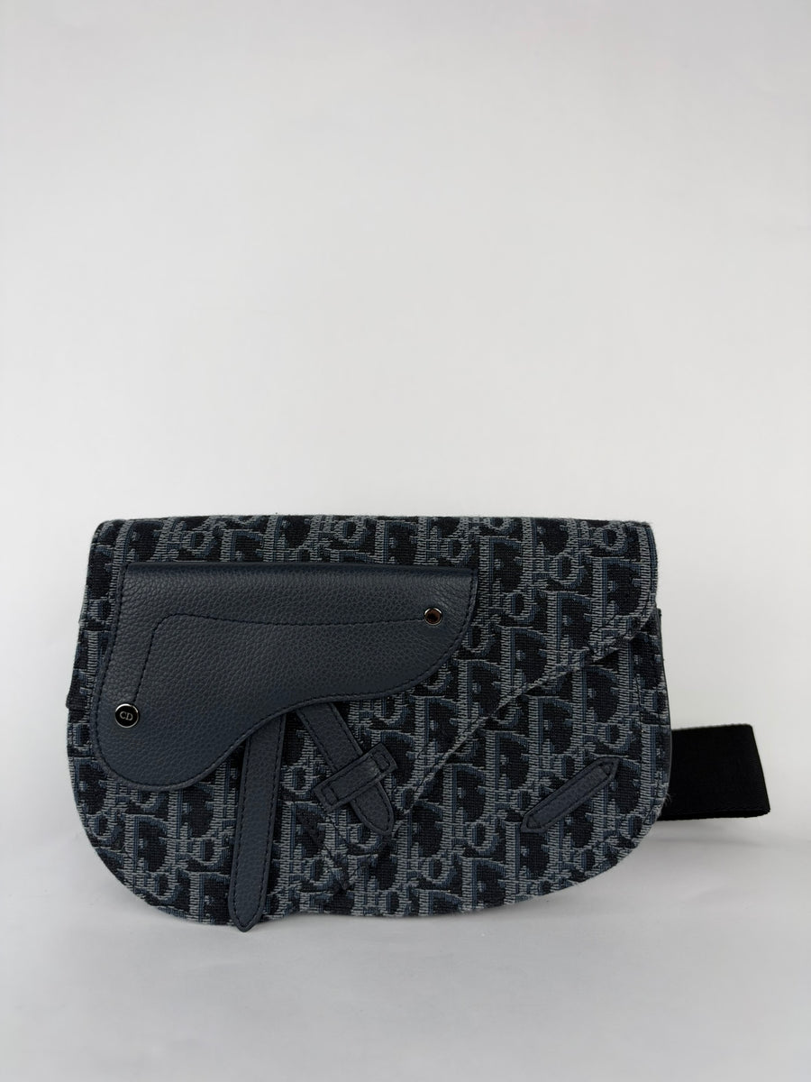Christian Dior Oblique Saddle Messenger Pouch  Blue/Black