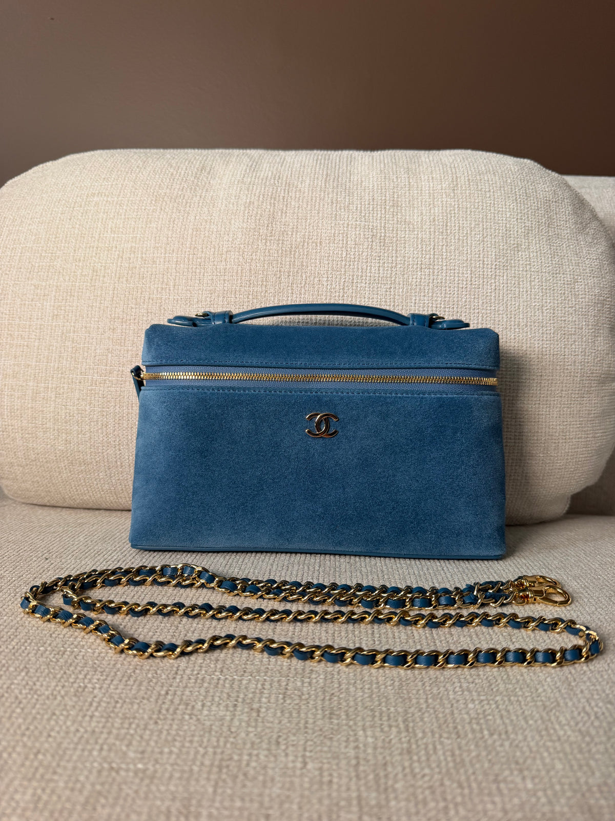 Chanel Vanity Bag Blue Large