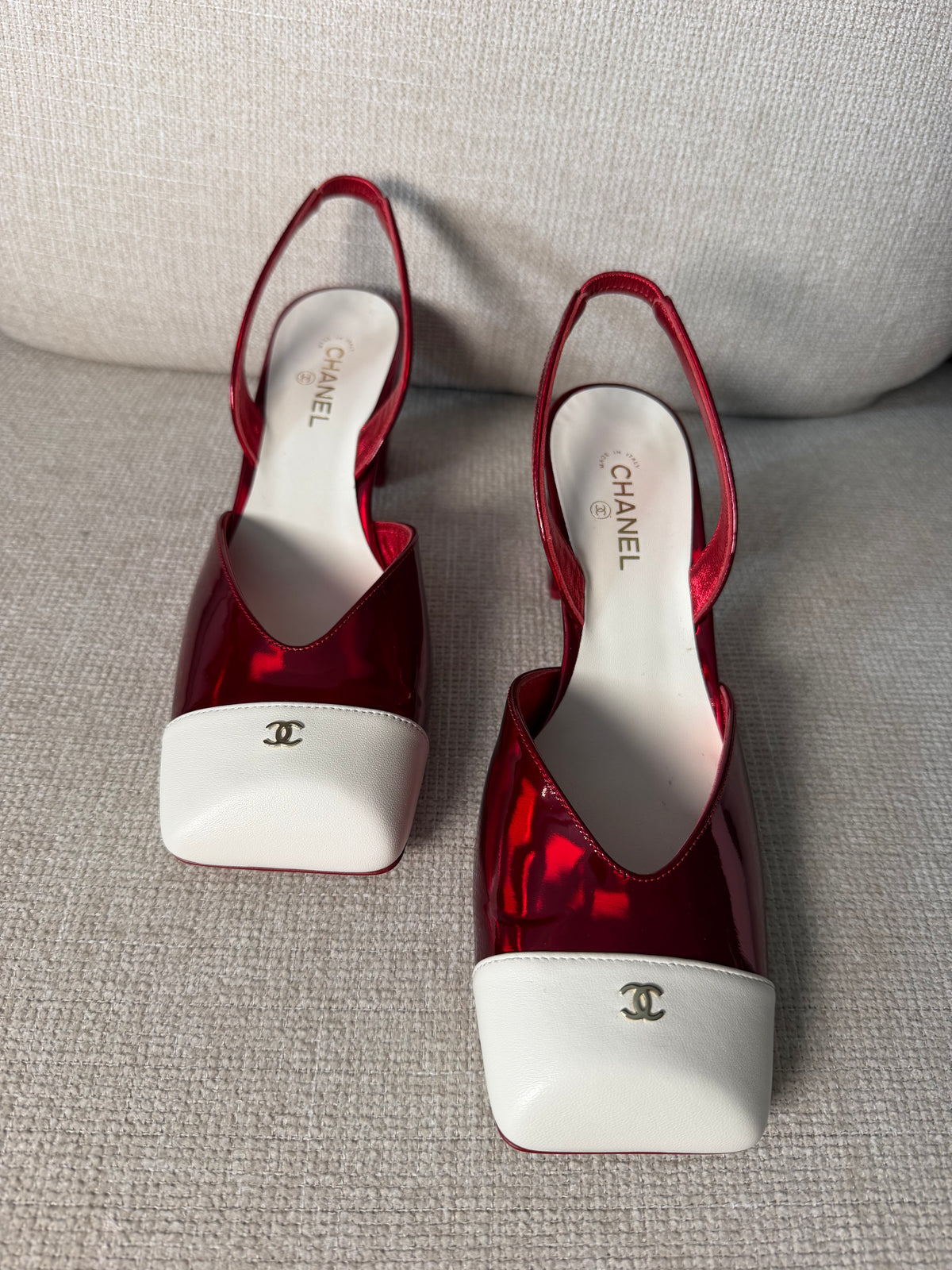 Chanel Slingback Red / Ivory