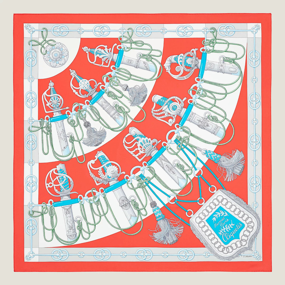 Hermès Cliquetis Scarf Grenadine / Gris 90