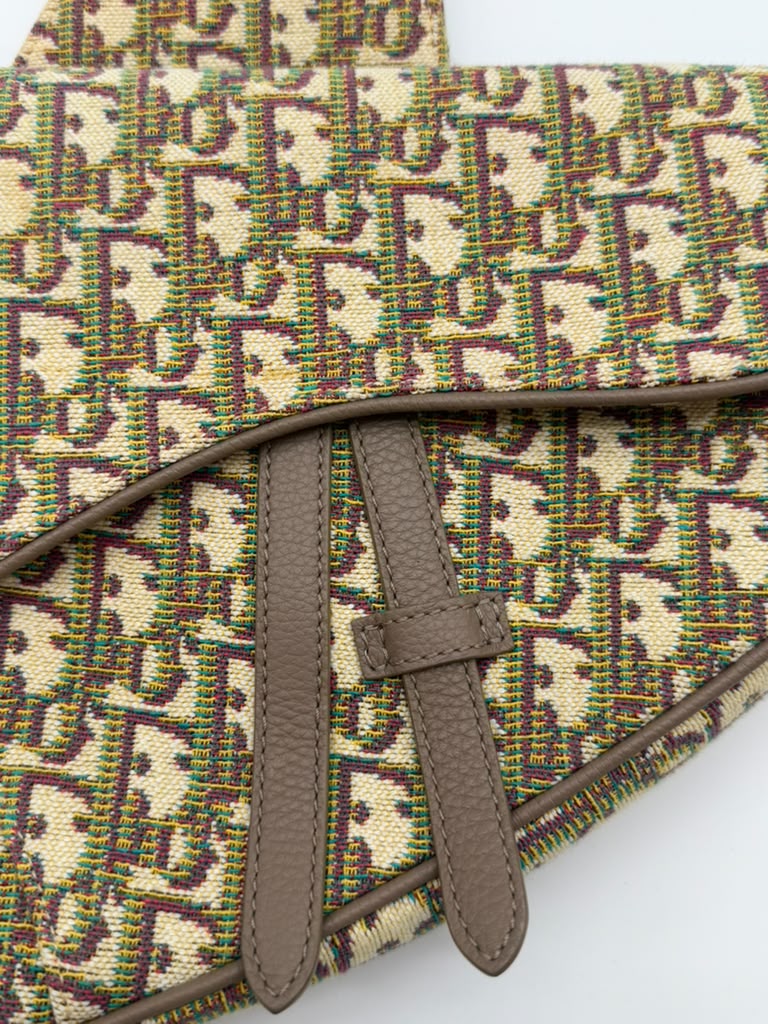 Christian Dior Oblique Men Saddle Beige/Green