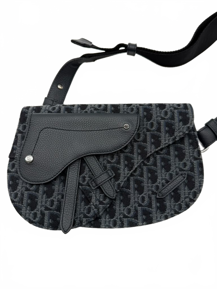 Christian Dior Oblique Saddle Messenger Pouch  Blue/Black