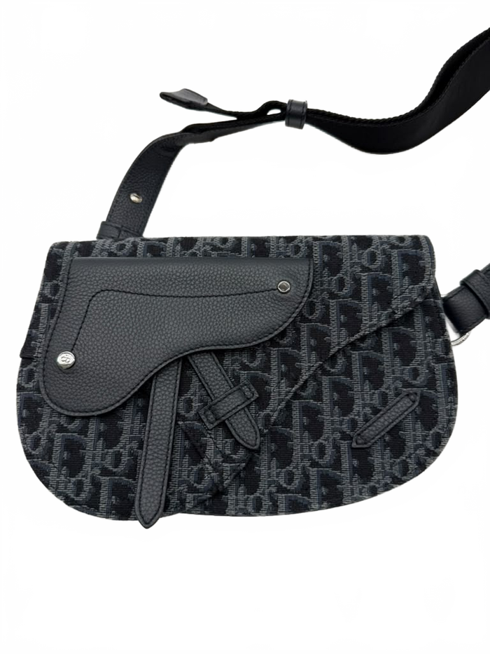 Christian Dior Oblique Saddle Messenger Pouch  Blue/Black