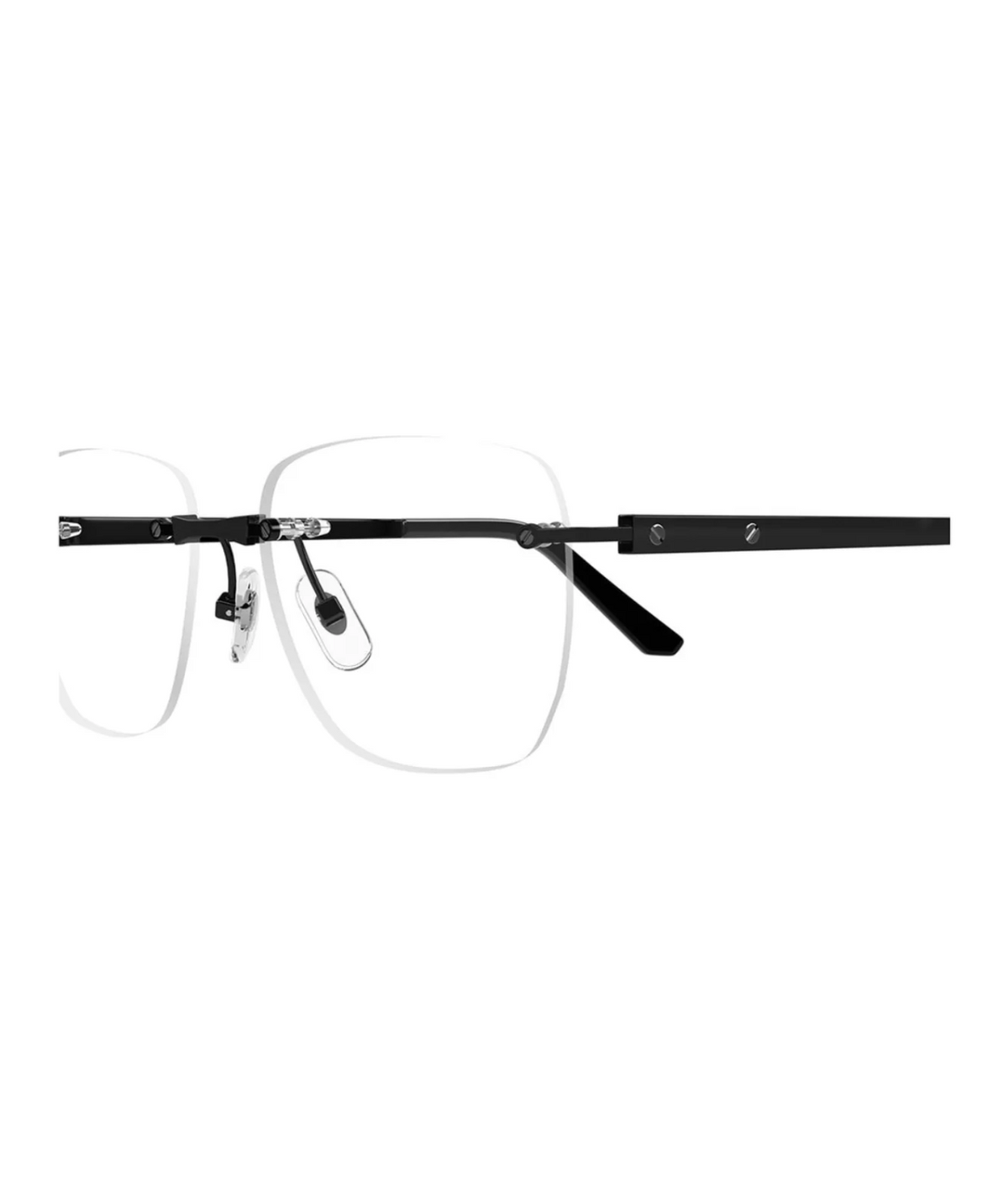 Cartier Première CT0512O rimless square eyeglasses in Black, side view