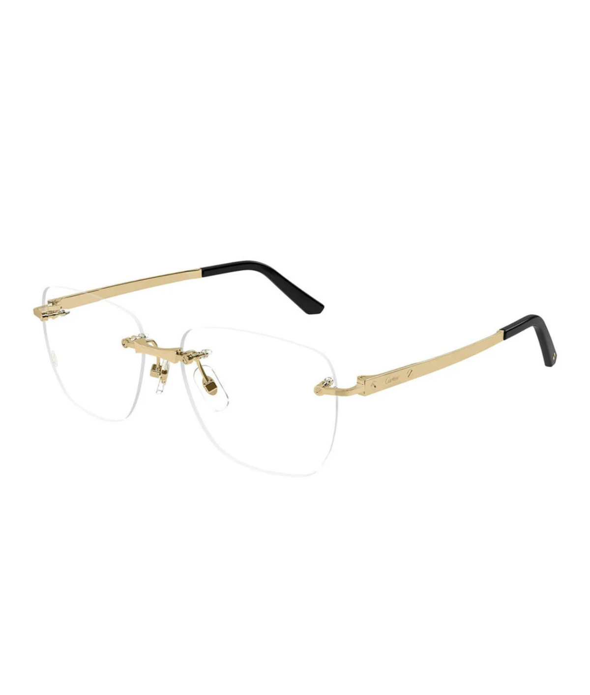 Cartier Première CT0512O rimless square eyeglasses in Gold-Brown, three-quarter view