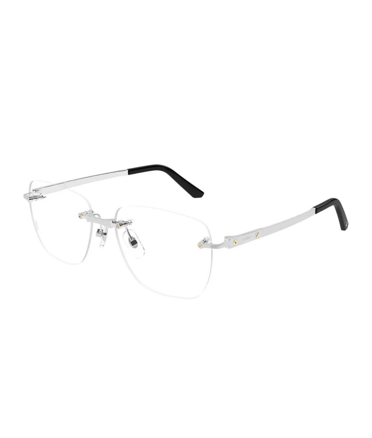 Cartier Première CT0512O rimless square eyeglasses in Silver, three-quarter view