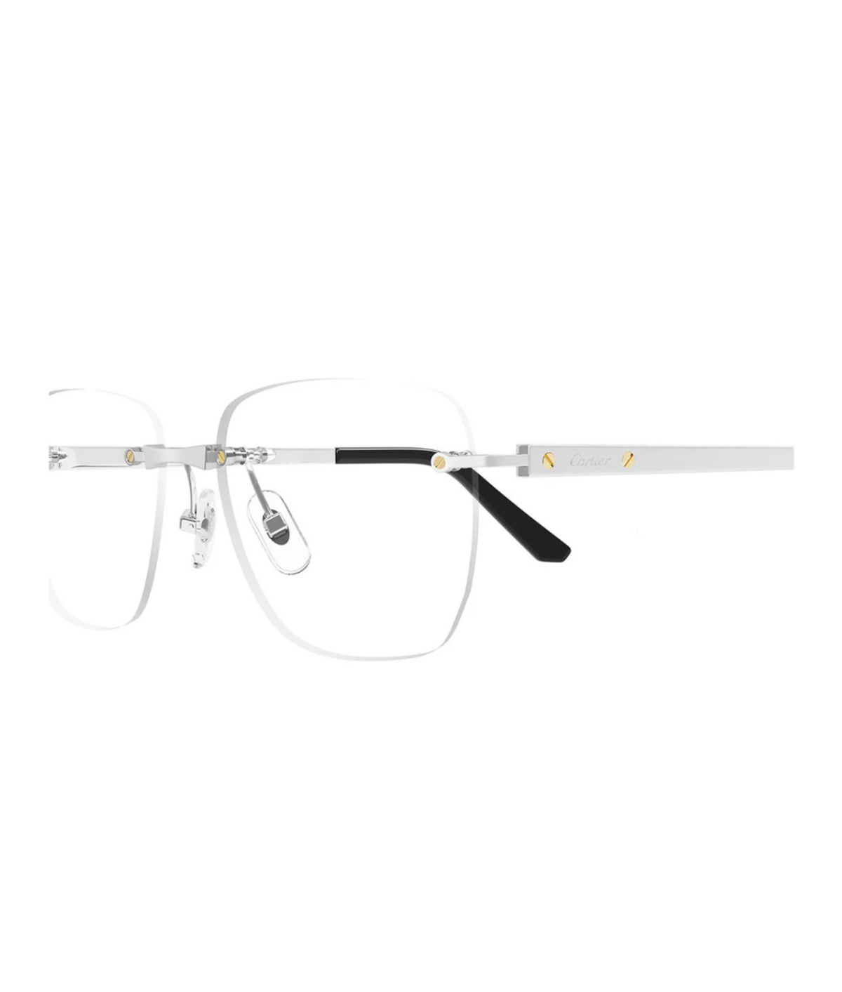 Cartier Première CT0512O rimless square eyeglasses in Silver, side view