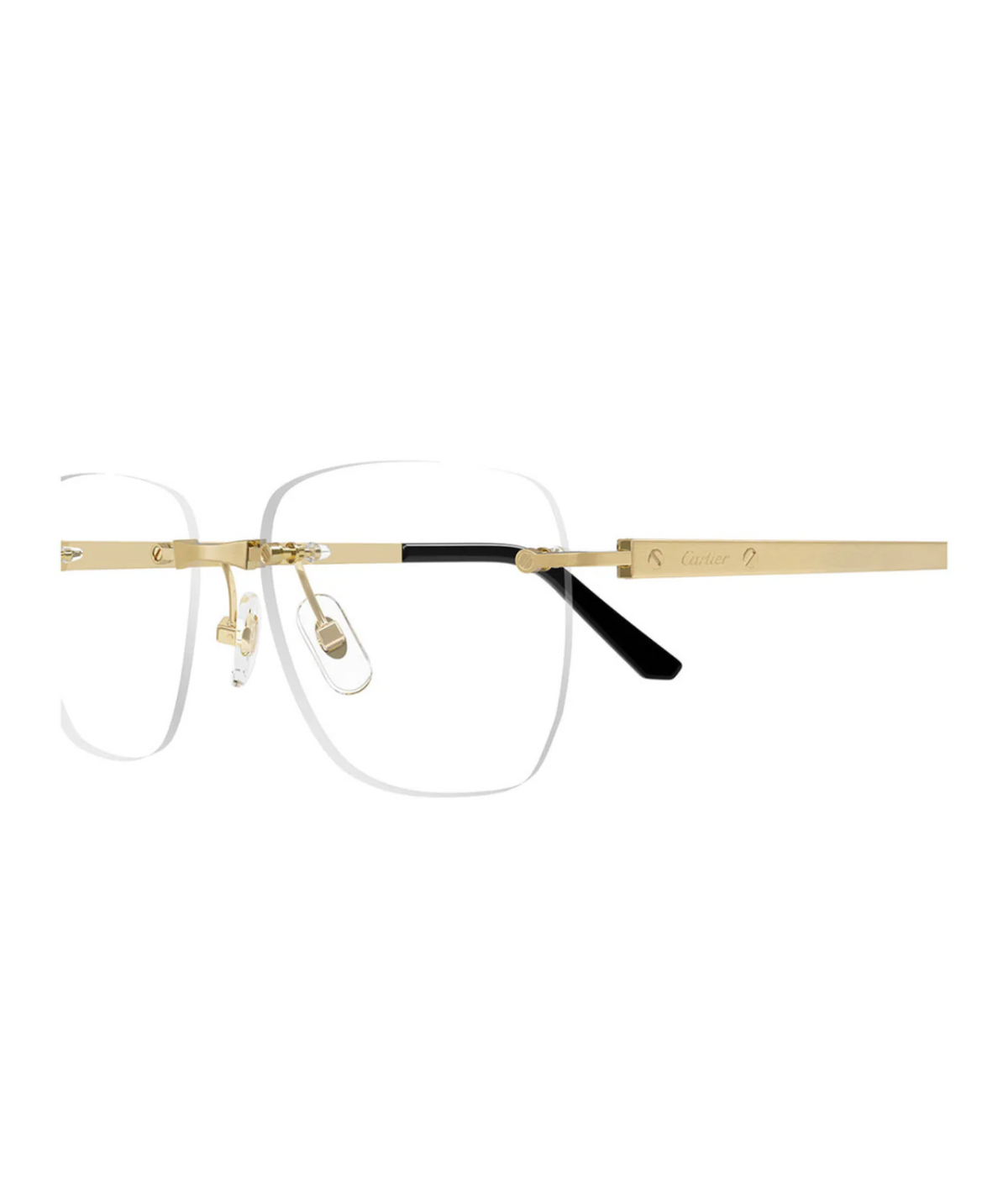 Cartier Première CT0512O rimless square eyeglasses in Gold-Brown, side view